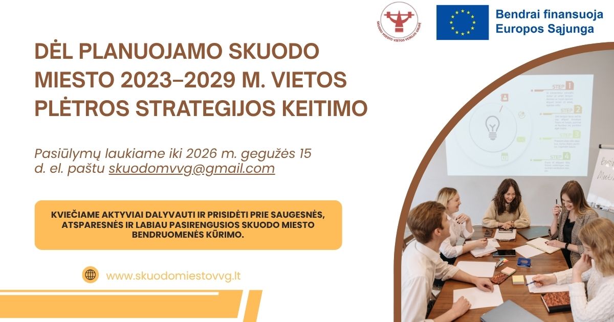 DĖL PLANUOJAMO SKUODO MIESTO 2023–2029 M. VIETOS PLĖTROS STRATEGIJOS KEITIMO